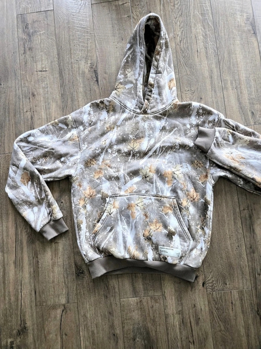 Unisex Comfort Collection Camo Hoodie Gray & Brown Size Small Excellent Cond